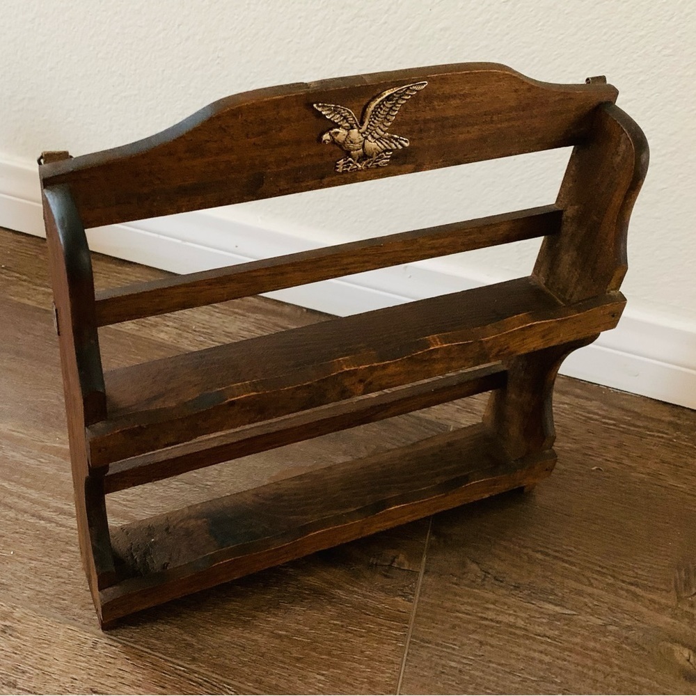 Wall wooden shelf with metal eagle - Picture 9 of 12